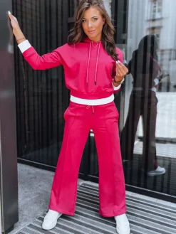 Komplety Dresowe Damskie>Dstreet Komplet dresowy damski SANELIS fuksja AY0990