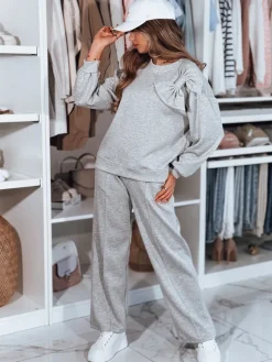 Komplety Dresowe Damskie>Dstreet Komplet dresowy damskie masełko oversizowy DRESOVA jasnoszary AY1123