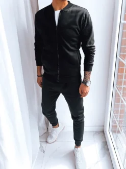 Komplety Dresowe Męskie>Dstreet Komplet dresowy męski ocieplany czarny AX0729