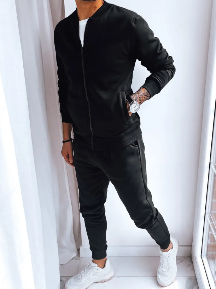 Komplety Dresowe Męskie>Dstreet Komplet dresowy męski ocieplany czarny AX0729