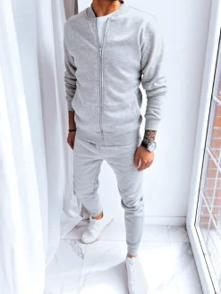 Komplety Dresowe Męskie>Dstreet Komplet dresowy męski ocieplany jasnoszary AX0728