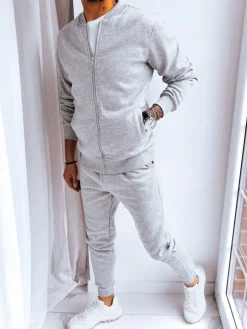 Komplety Dresowe Męskie>Dstreet Komplet dresowy męski ocieplany jasnoszary AX0728