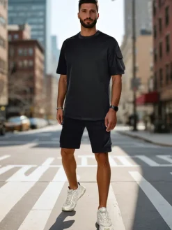 Komplety Dresowe Męskie>Dstreet Komplet męski basic czarny AX0799