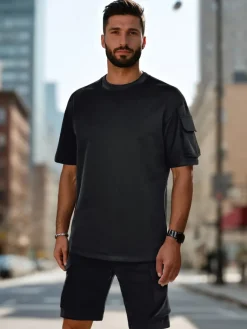 Komplety Dresowe Męskie>Dstreet Komplet męski basic czarny AX0799