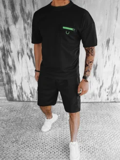 Komplety Dresowe Męskie>Dstreet Komplet męski czarny AX0755