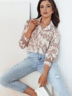 Koszule Damskie>Dstreet Koszula damska ALDINAS brązowa RY2591