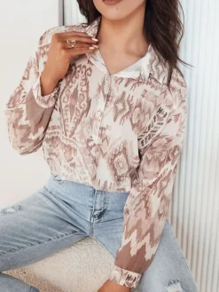 Koszule Damskie>Dstreet Koszula damska ALDINAS brązowa RY2591