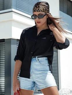 Koszule Damskie>Dstreet Koszula damska ELEGANZZA czarna DY0437