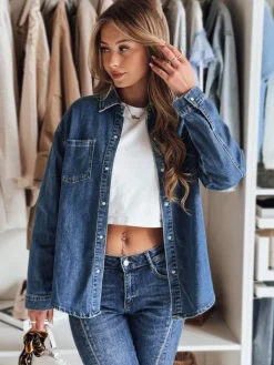 Koszule Damskie>Dstreet Koszula damska jeansowa oversize OVERLLO niebieska DY0454