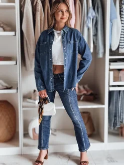 Koszule Damskie>Dstreet Koszula damska jeansowa oversize OVERLLO niebieska DY0454