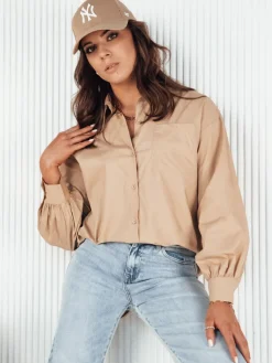 Koszule Damskie>Dstreet Koszula damska KLARA kamelowa DY0371