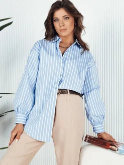 Wyjątkowe Okazje|Koszule Damskie>Dstreet Koszula damska MARTIE błękitno-biała DY0372