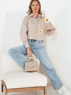 Koszule Damskie>Dstreet Koszula damska MISUN jasnobrązowa DY0410