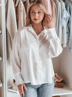 Koszule Damskie>Dstreet Koszula damska one size oversize SATINIA biała DY0449