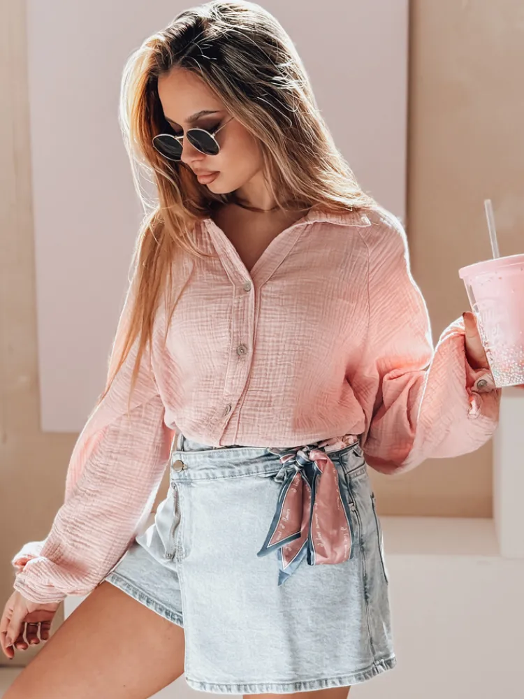 Koszule Damskie>Dstreet Koszula damska oversize muślinowa MUSLINEA różowa DY0477