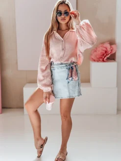 Koszule Damskie>Dstreet Koszula damska oversize muślinowa MUSLINEA różowa DY0477
