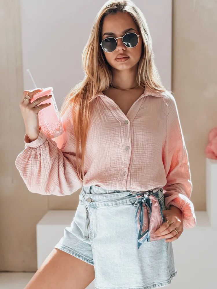 Koszule Damskie>Dstreet Koszula damska oversize muślinowa MUSLINEA różowa DY0477