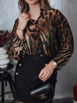 Koszule Damskie>Dstreet Koszula damska oversize PANTHEAS w panterkę RY2709