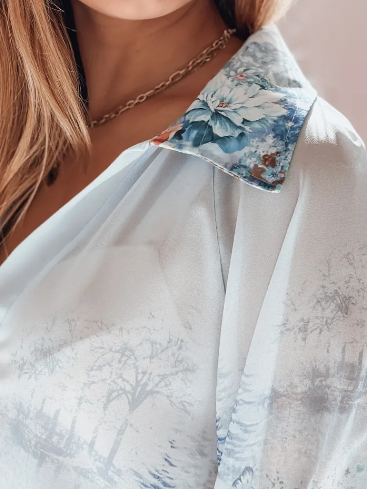 Koszule Damskie|Wyjątkowe Okazje>Dstreet Koszula damska oversize w kwiaty KWIACYNTA niebieska DY0472