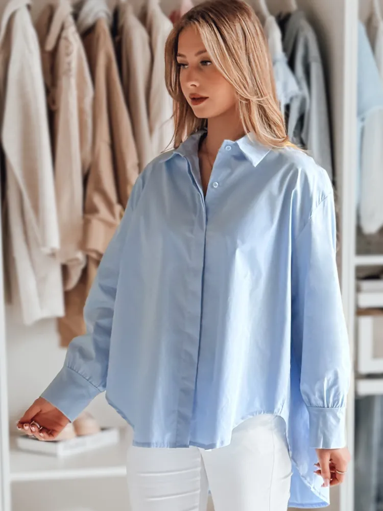 Koszule Damskie>Dstreet Koszula damska oversize z dłuższym tyłem BLUOSIZE błękitna DY0458