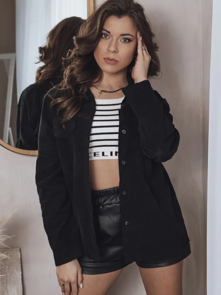 Koszule Damskie>Dstreet Koszula damska sztruksowa COVE czarna DY0367