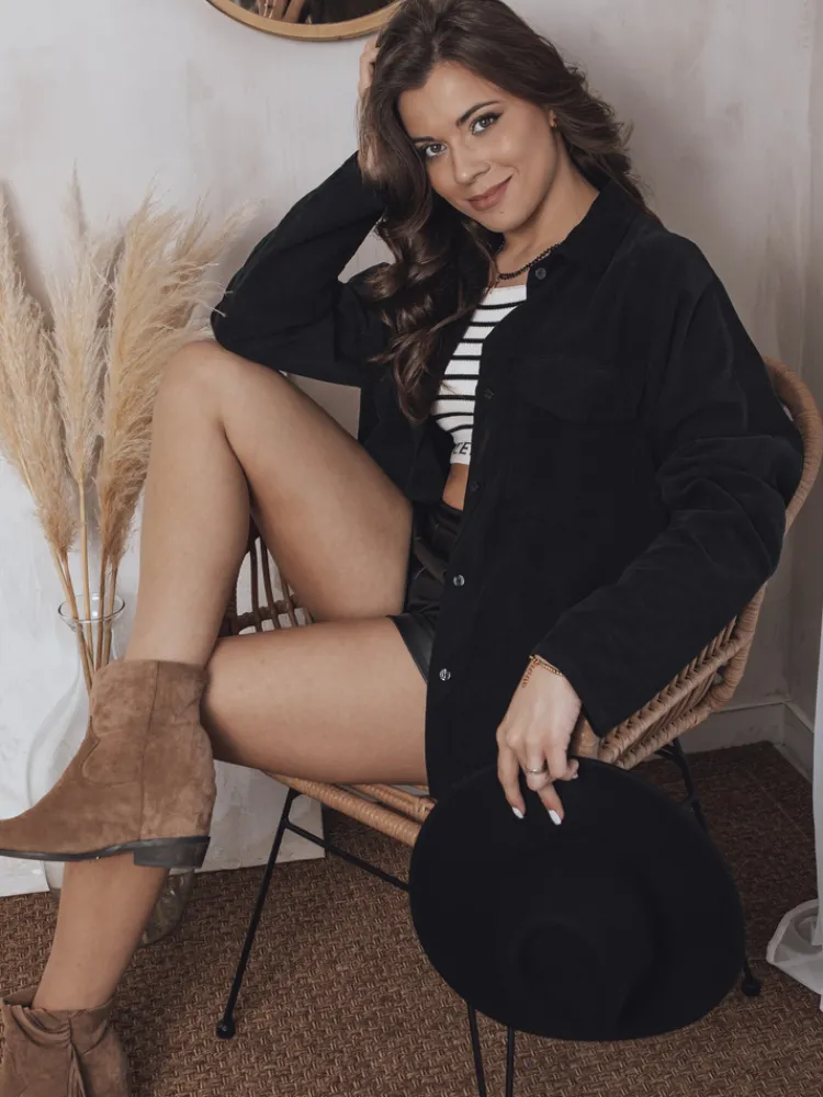 Koszule Damskie>Dstreet Koszula damska sztruksowa COVE czarna DY0367