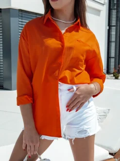 Koszule Damskie>Dstreet Koszula damska TRENDSET pomarańczowa DY0436