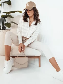 Koszule Damskie>Dstreet Koszula damska w paski GIRSA ecru DY0403