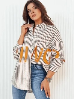 Koszule Damskie>Dstreet Koszula damska w paski JUDAL biała DY0408