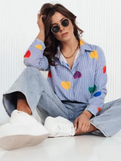 Koszule Damskie>Dstreet Koszula damska w paski LOVIS niebieska DY0399