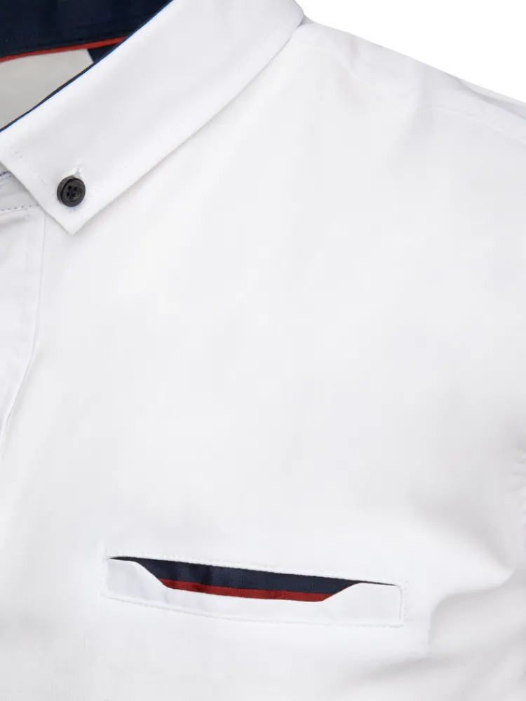 Wyjątkowe Okazje|Koszule Męskie>Dstreet Koszula męska regular z krótkim rękawem biała KX1053