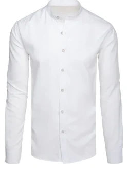 Wyjątkowe Okazje|Koszule Męskie>Dstreet Koszula męska slim ze stójką z długim rękawem biała DX2663