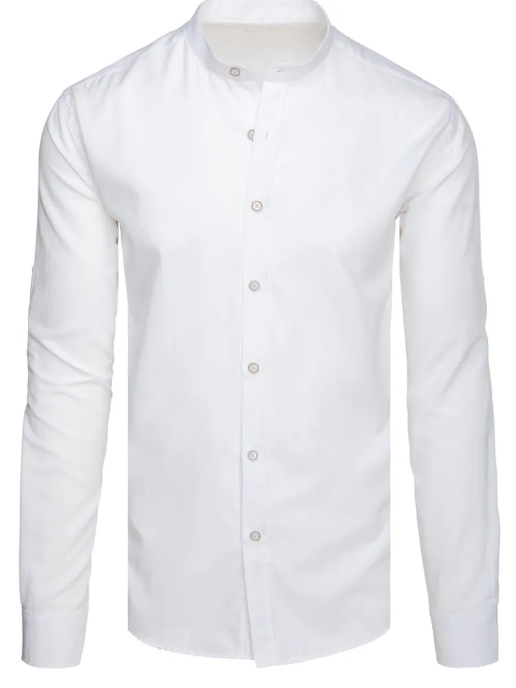 Wyjątkowe Okazje|Koszule Męskie>Dstreet Koszula męska slim ze stójką z długim rękawem biała DX2663