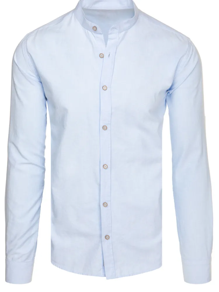 Wyjątkowe Okazje|Koszule Męskie>Dstreet Koszula męska slim ze stójką z długim rękawem błękitna DX2664