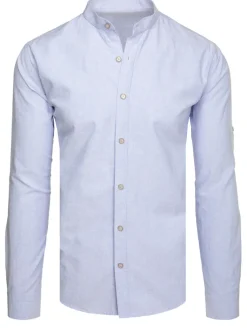 Wyjątkowe Okazje|Koszule Męskie>Dstreet Koszula męska slim ze stójką z długim rękawem błękitna DX2662