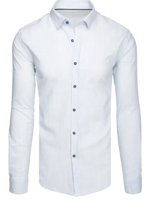 Wyjątkowe Okazje|Koszule Męskie>Dstreet Koszula męska w drobny prążek z długim rękawem biała DX2656