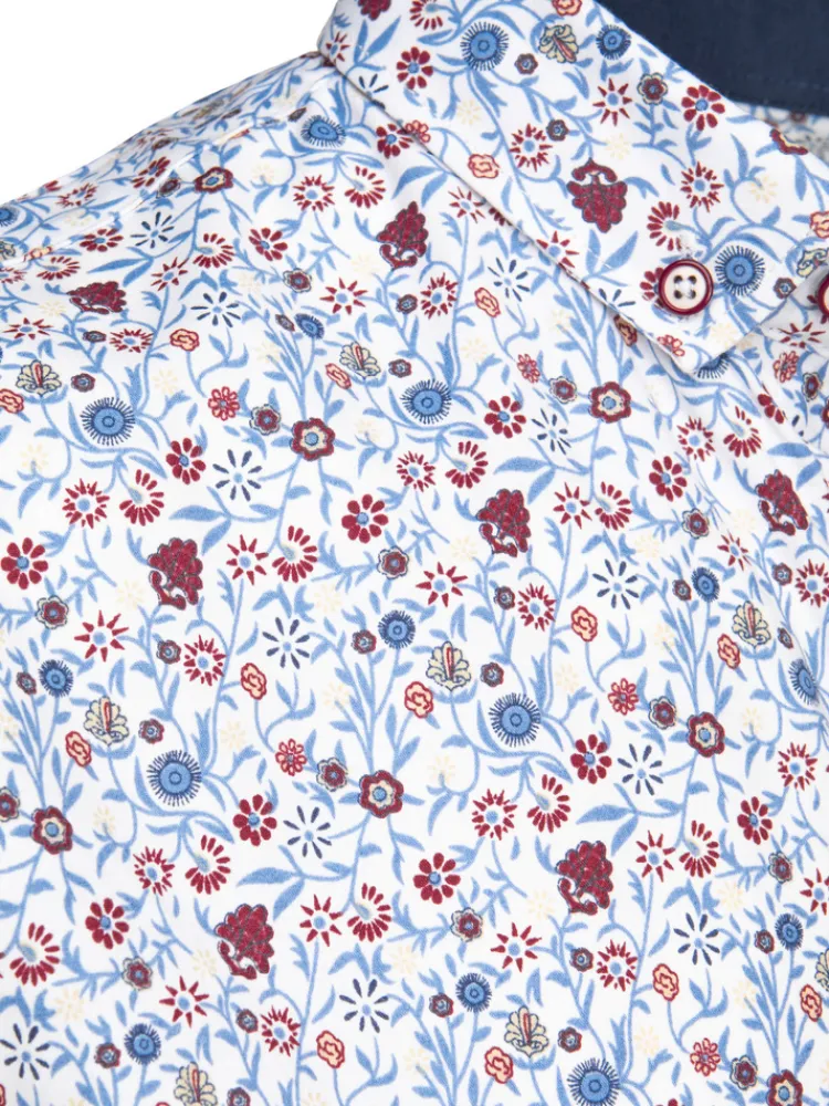 Koszule Męskie|Wyjątkowe Okazje>Dstreet Koszula męska we wzory slim z krótkim rękawem biała KX1069