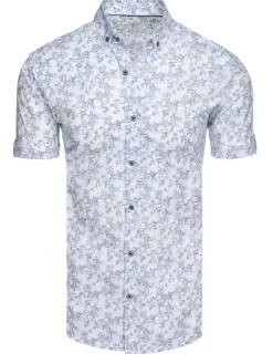 Wyjątkowe Okazje|Koszule Męskie>Dstreet Koszula męska z krótkim rękawem biała KX1057