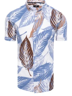 Wyjątkowe Okazje|Koszule Męskie>Dstreet Koszula męska z krótkim rękawem biała KX1033