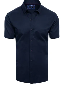 Wyjątkowe Okazje|Koszule Męskie>Dstreet Koszula męska z krótkim rękawem granatowa KX0984