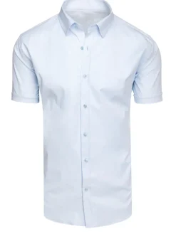 Wyjątkowe Okazje|Koszule Męskie>Dstreet Koszula męska z krótkim rękawem błękitna KX1046