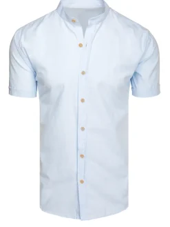 Wyjątkowe Okazje|Koszule Męskie>Dstreet Koszula męska z krótkim rękawem błękitna KX1048