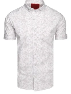 Wyjątkowe Okazje|Koszule Męskie>Dstreet Koszula męska z krótkim rękawem biała KX1078