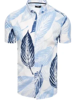 Wyjątkowe Okazje|Koszule Męskie>Dstreet Koszula męska z krótkim rękawem biała KX1035