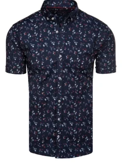 Wyjątkowe Okazje|Koszule Męskie>Dstreet Koszula męska z krótkim rękawem granatowa KX1043