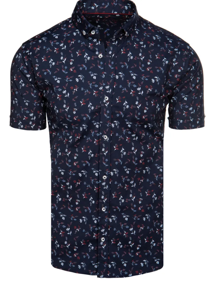 Wyjątkowe Okazje|Koszule Męskie>Dstreet Koszula męska z krótkim rękawem granatowa KX1043