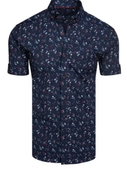 Wyjątkowe Okazje|Koszule Męskie>Dstreet Koszula męska z krótkim rękawem granatowa KX1038