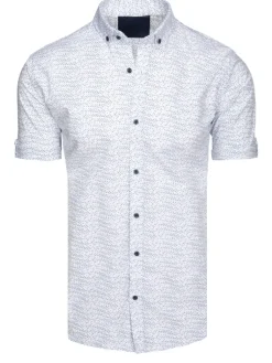 Koszule Męskie|Wyjątkowe Okazje>Dstreet Koszula męska z krótkim rękawem biała KX1076