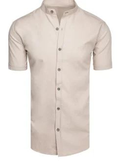 Koszule Męskie|Wyjątkowe Okazje>Dstreet Koszula męska z krótkim rękawem beżowa KX1061
