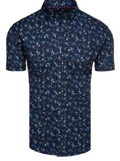 Wyjątkowe Okazje|Koszule Męskie>Dstreet Koszula męska z krótkim rękawem granatowa KX1042